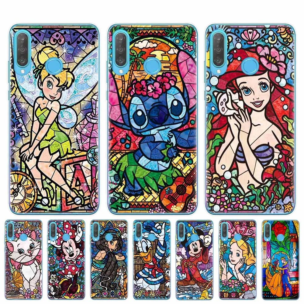 

Cartoon Disneys Mermaid Minnie Stitch Case for Huawei P30 P20 Mate 20 Lite Pro P8 P9 P10 Lite 2017 Soft TPU Cover Phone Cases