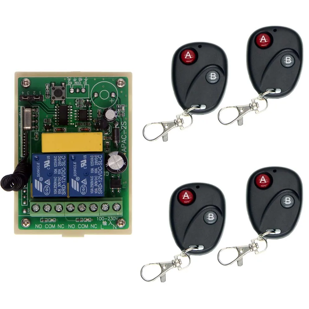 AC 110V 220V 10A 2 CH 2CH RF Wireless Remote Control Light Switch