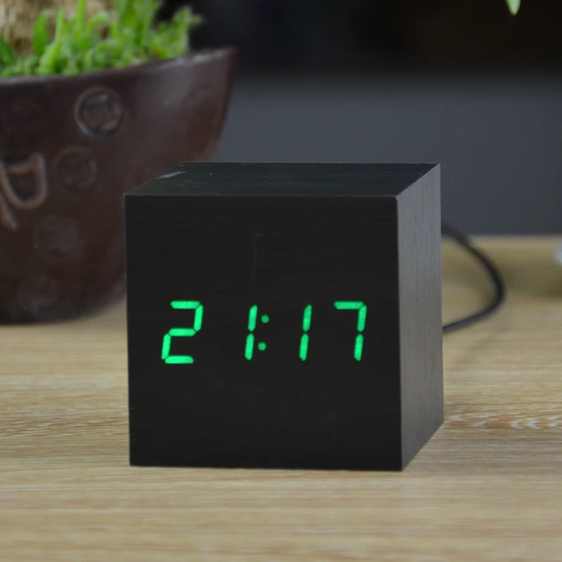 Suncree квадратные мини часы деревянный светодиодный Будильник reloj despertador