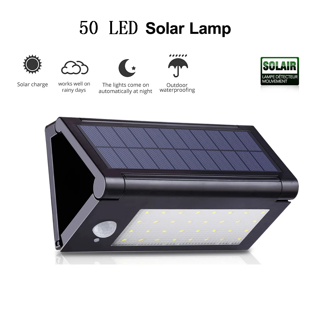 

1/2pcs 50 LED Solar Lamp Triangle Shape Foldable Solar Wall Light Infrared Human Body Induction Outdoor Waterproof Garden Lights