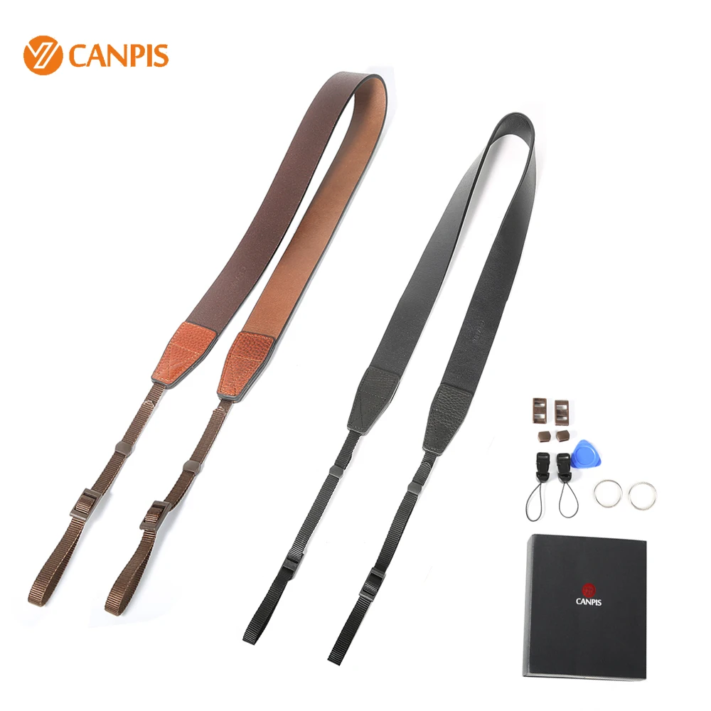  New Thicker Version CANPIS Adjustable Universal Brown and Black Leather Strap with Shoulder Neck Su