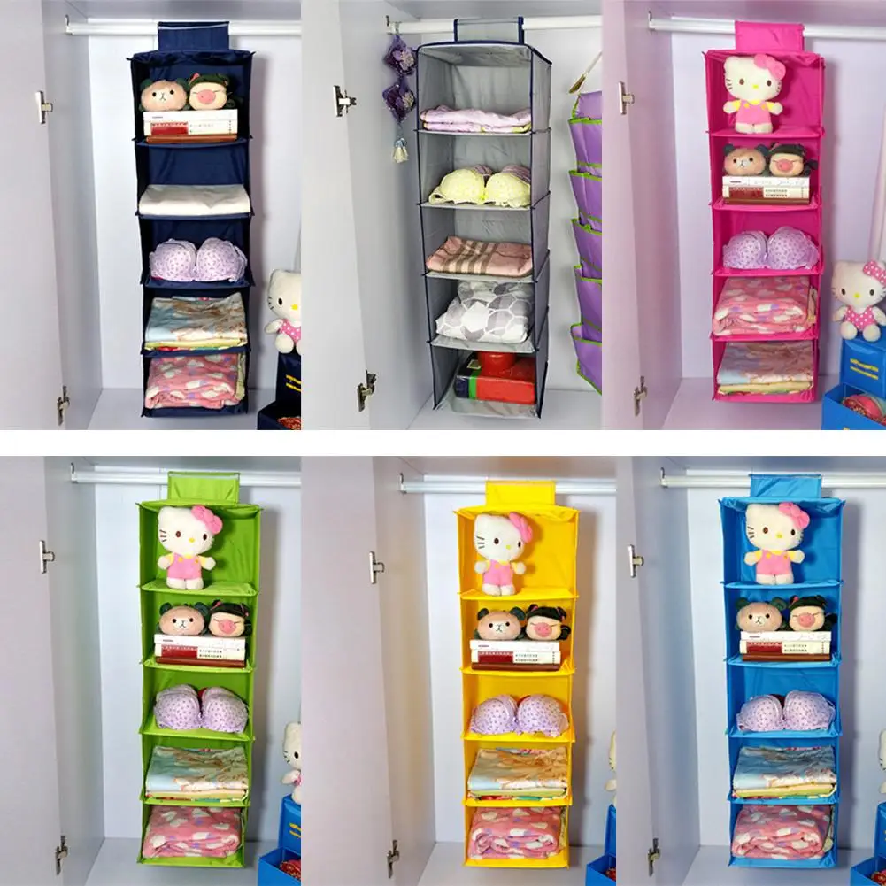 

New 5 Layers Foldable Home Wardrobe Closet Hanging Clothes Storage Organizer Bag