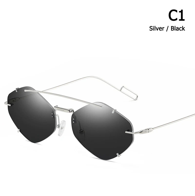 JackJad/ Модные солнцезащитные очки без оправы с полигоном в металлическом стиле, женские стильные солнцезащитные очки с заклепками, фирменный дизайн, солнцезащитные очки Oculos De Sol S9045 - Цвет линз: C1 Silver Black