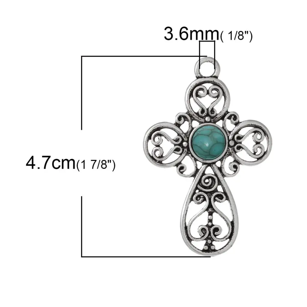 DoreenBeads цинковый металлический сплав + полимерные шармы подвески крест серебряный