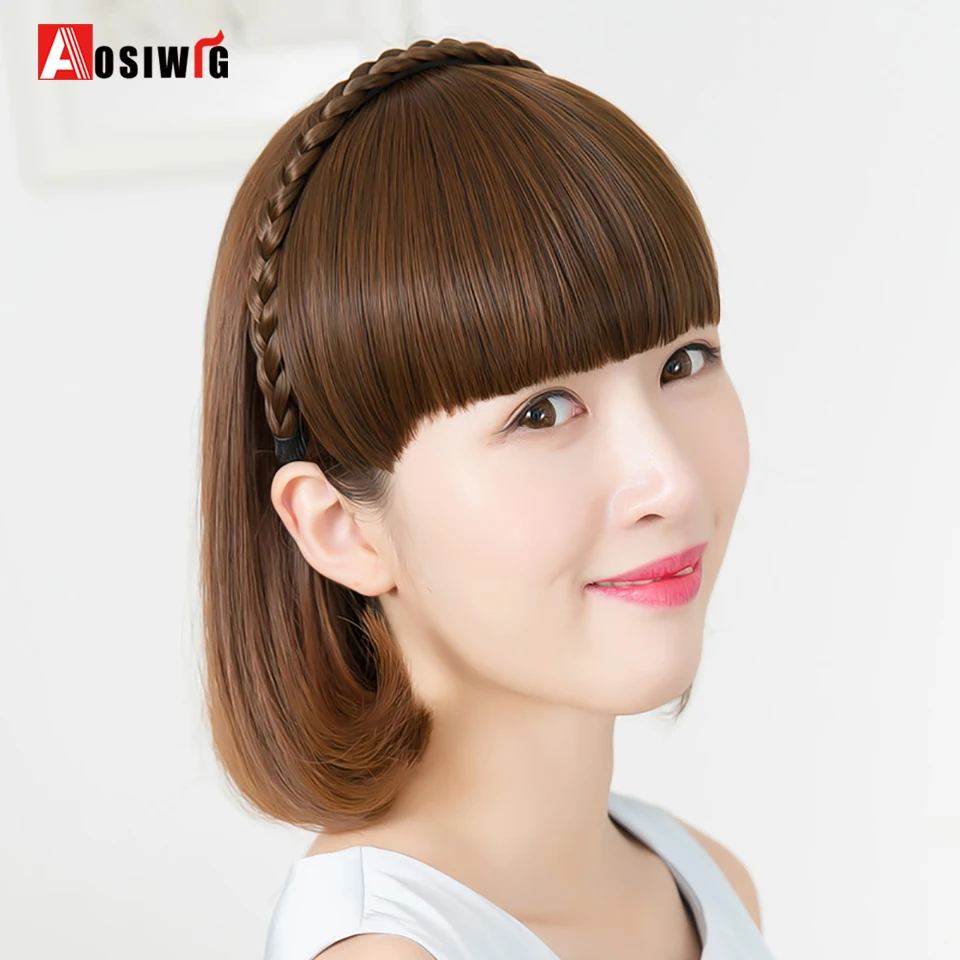 Buy AOSIWIG Natural Synthetic Straight Blunt Bangs
