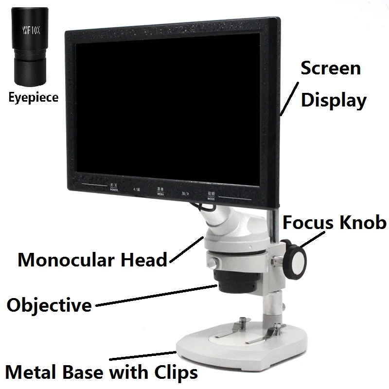20X Video Microscope with 20X UP-right Image Digital Monocular Dissecting Microscope 360 Degree Rotatable Head Screen Displayer
