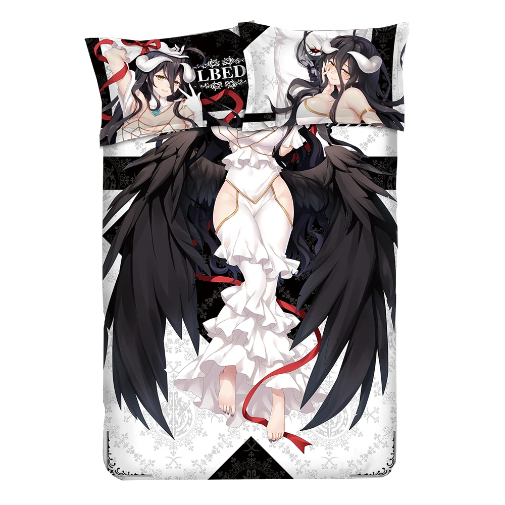 Overlord Albedo, аниме, постельное белье, набор постельного белья, Cama, сатиновые простыни, размер queen, одеяла, наборы, Dekbedovertrek 240/220