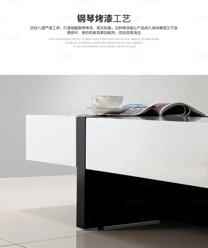 Natural wooden panel Coffee Table Living Room Home Furniture minimalist modern square white shiny mesas de centro table basse