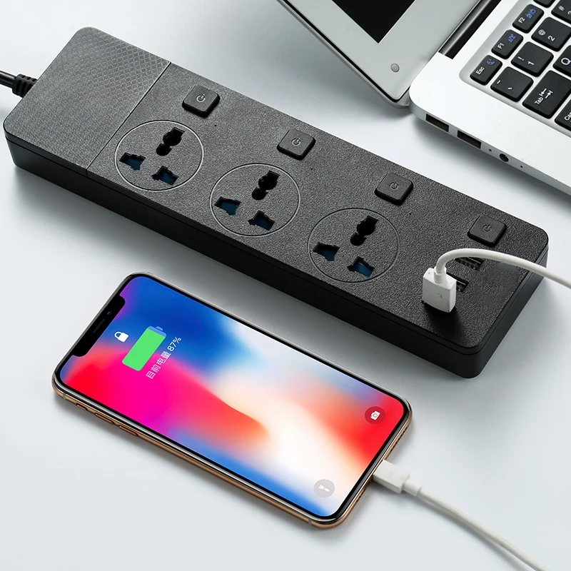 UK Plug power Strip 3 порта USB 3 розетки переменного тока USB настенная розетка умная розетка Кнопка питания 2 м гнездо для шнура удлинителя