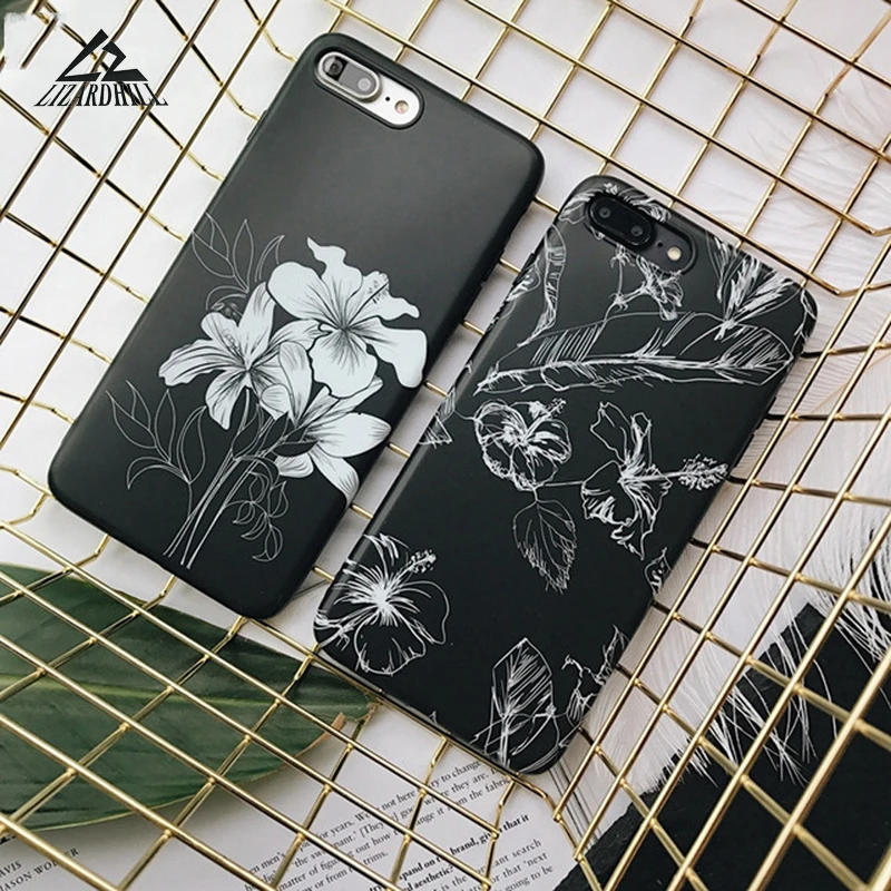

Lizardhill Phone Cases For iPhone 7 Plus Case soft imd tpu Retro Flowers floral Cartoon coque for iPhone 6 6S 7 8 Plus X covers