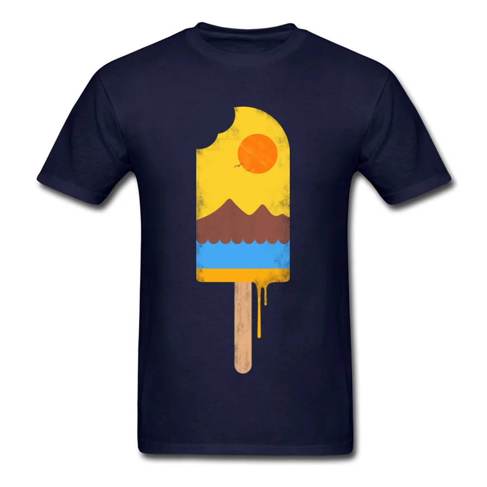 Summer Natural Ice Cream Short Sleeve Tops Shirts Father Day O Neck Pure Cotton Men T-Shirt Street Clothing Shirt Prevailing Summer Natural Ice Cream navy