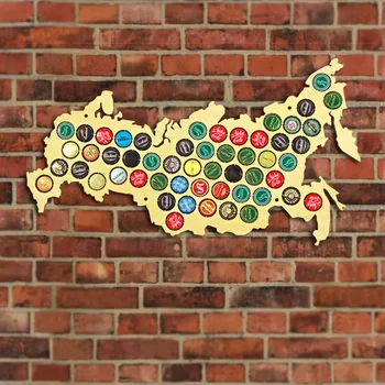 

1Piece Beer Bottle Caps Map Creative Wooden Beer Cap Maps of Russia Board Wall Art For Cap Collector Beer Drinker