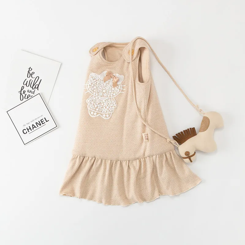 

PPXX 2019 Winter Baby Girl Dress Lace Sleeveless Children Vest Dress Girls Clothing Cartoon Cat Infant Cotton Thick Warm Vestido
