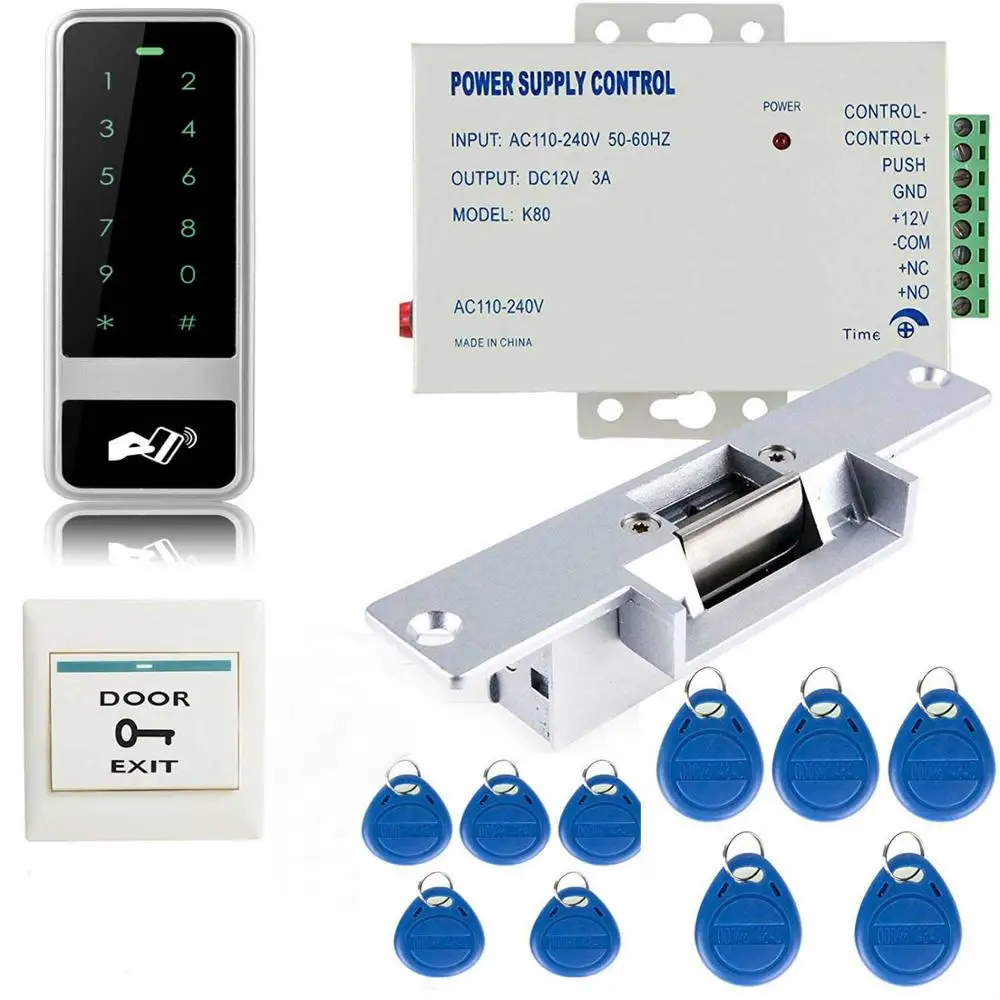 Yobang безопасность RFID считыватель карт Сенсорный Водонепроницаемый клавиатура система контроля допуска к двери комплект Электрический магнитный дверной замок+ источник питания - Цвет: C52