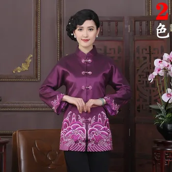

Purple Chinese Traditional Tang Suit Slim Outwear Women's Embroider Coats Jackets National Women Tang Suit Jacket M L XL XXL 3XL