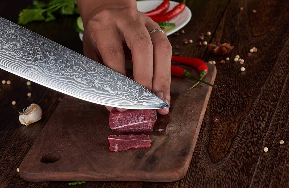 FINDKING кухонные ножи лучшие Дамасские стальные лезвия с деревянной ручкой 8 дюймов дамасский нож шеф-повара 67 слоев damascos