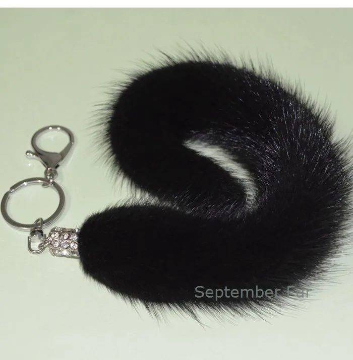 mink fur tail keychain key rings (3)