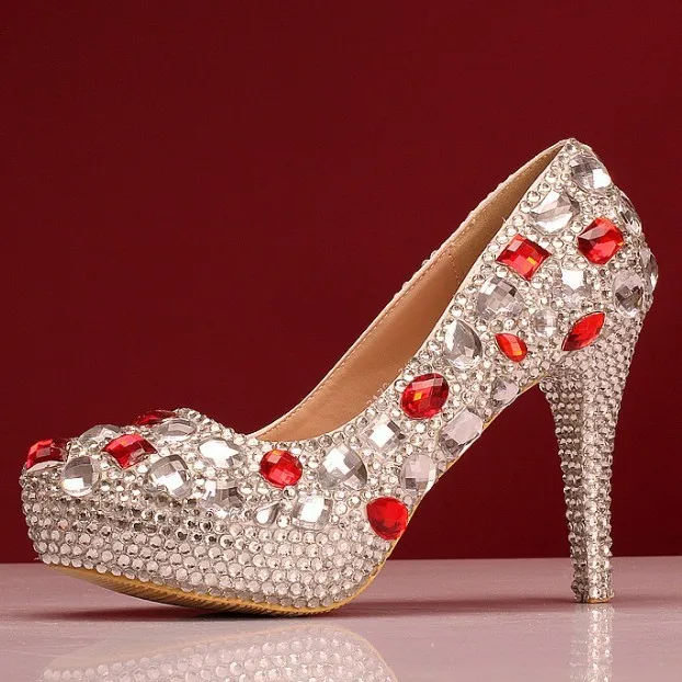 zapatos de boda rhinestone bombas tacones altos para mujer de