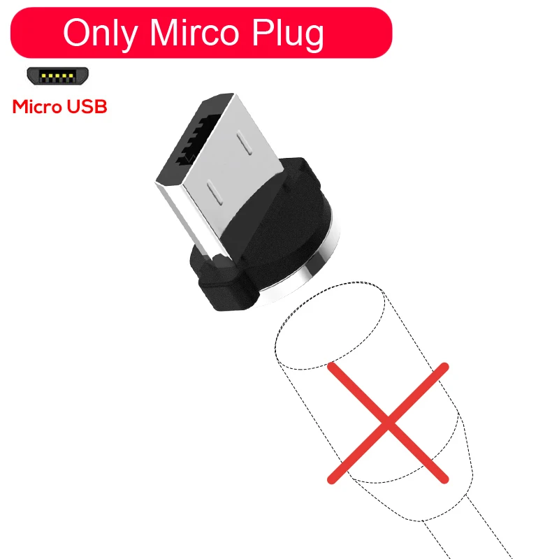 Магнитный Micro usb type-C кабель для iPhone, samsung, Xiaomi 2.4A, быстрая зарядка, магнитный кабель для передачи данных, usb-кабель для зарядки, кабель для мобильного телефона - Цвет: Only Micro Adapter