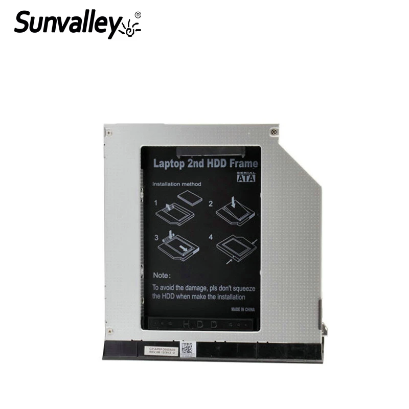 3.5 inch hdd case Sunvalley 2nd HDD Enclosure SSD HDD Case 9.5mm SATA to SATA For Dell  E6420 E6320 E6520 E6430 E6430s E-series HDE6420-SS mobile hard disk box