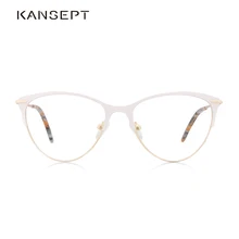 Металлические женские оправы по рецепту Прозрачная оправа кошачьего глаза Белые модные очки высокого качества.#3751
