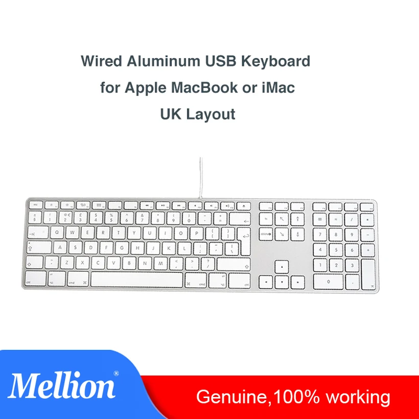 Aluminum Wired USB A1243 Laptop Keyboard with 10 Key Numeric Keypad MB110LL A for All iMac