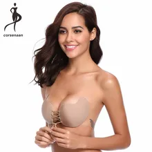 Многоразовые сексуальные в форме манго самоклеющиеся без бретелек силиконовый бюстгальтер Глубокий v-образный вырез d открытая спина Грудь Pad Невидимый пуш-ап бюстгальтер 9003