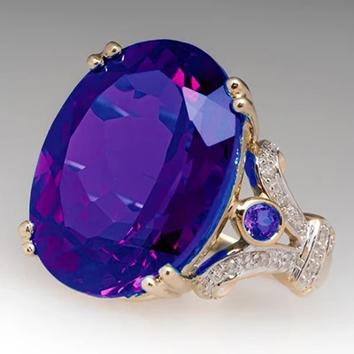 Ослепительная с квадратными кристаллами циркония, Для женщин кольцо наборы для ухода за кожей невесты украшения на свадьбу, годовщину кольца для Для женщин SP233 - Цвет основного камня: purple
