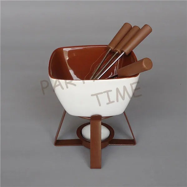 Ceramic fondue set, diy cheese fondue pot for