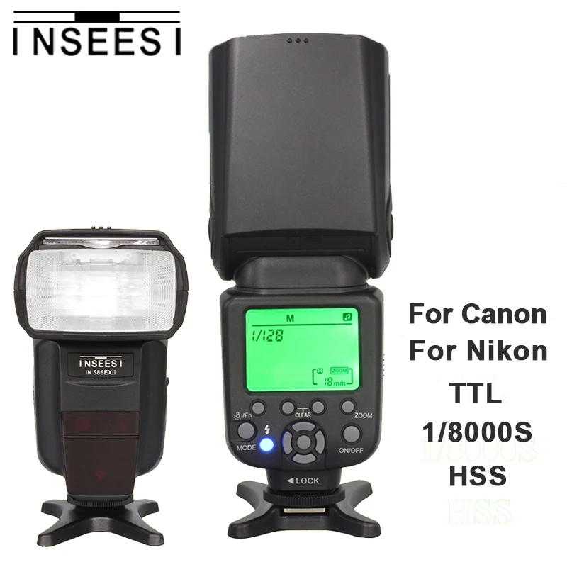 

INSEESI IN 586EX II TTL HSS 1/8000s Camera Speedlite Flash For Canon Nikon DSLR Camera VS Triopo TR-586EX YONGNUO YN568EX