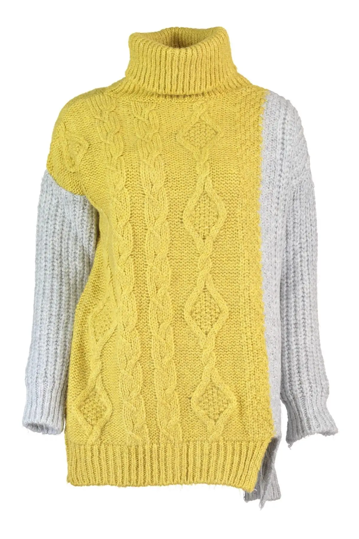 

Trendyol WOMEN-Yellow Color and Mesh Blocky Knitwear Sweater TWOAW20XS0003