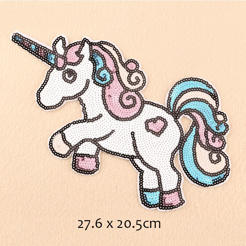 

Large Unicorn Horse Embroidery Sequin Patches For Clothing Iron On Applique Badge Clothes Iron-on Sticker Apparel Accessories
