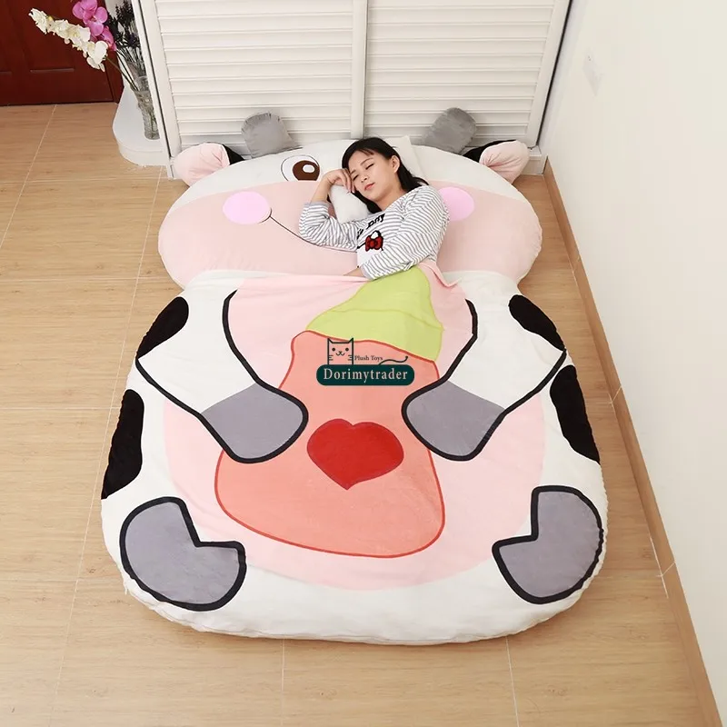 Dorimytrader Cartoon Animal Milk Cow Beanbag Stuffed Soft Huge Bed Tatami Sofa Carpet Mat 2 Sizes Free Shipping DY60847 (2)