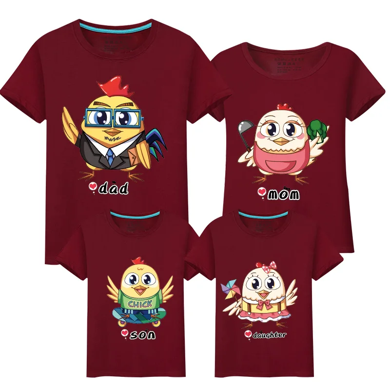 Семейные комплекты для отдыха новые летние футболки из хлопка для маленьких мальчиков, для папы, мамы, для мамы, сына, дочери Семья подходящая друг к другу одежда внешний вид - Цвет: Claret