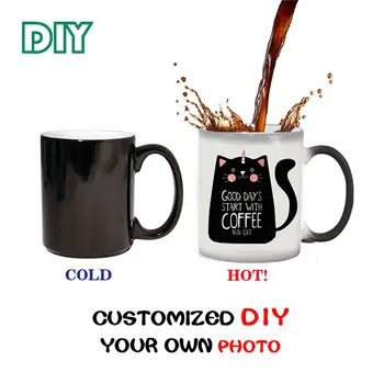 

DIY Photo Magic Color Changing Mug Personalized 11oz black Coffee Milk Tea mugs Surprised Gifts