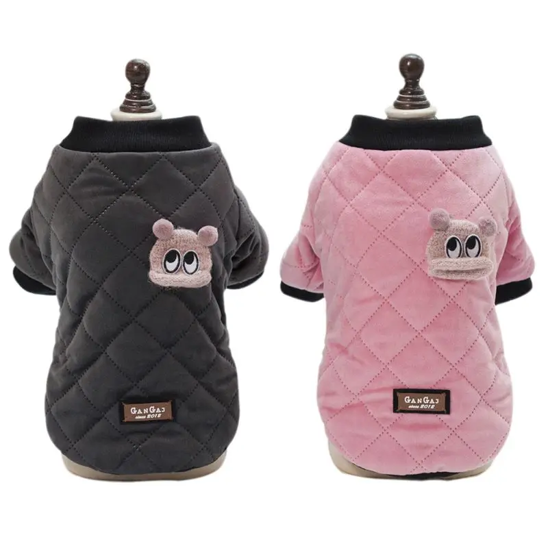 

Pet Dogs Warm Cloth with Animal Decor Jacket Rhombus Plaid Coats Autumn and Winter Cloth Supplies for Small Medium Dogs Puppy
