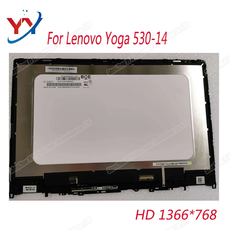 Для lenovo Yoga 530-14 ЖК-сборка 530-14ARR 81H900 1" светодиодный ЖК-дисплей Замена сенсорного экрана панель с рамкой HD FHD