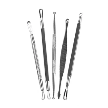 

5Pcs/Set New Stainless Steel Blackhead Whitehead Remover Tool Kit Blemish Acne Pimple Extractor Set New