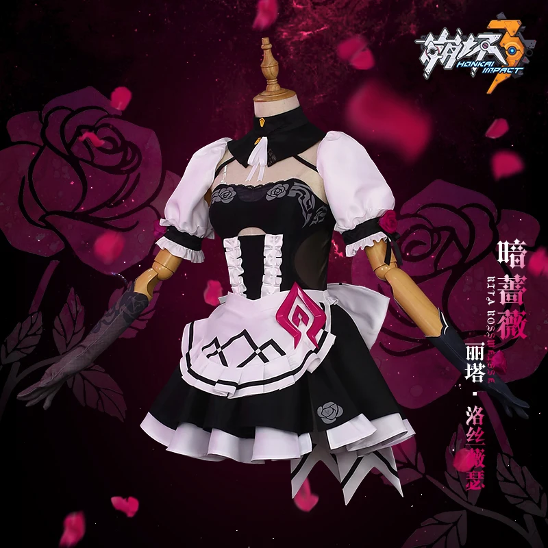 Аниме! Honkai Impact 3rd Rita rosseisse темная роза платье горничной Сексуальное Милое Платье Косплей Костюм Хэллоуин костюм Бесплатная доставка