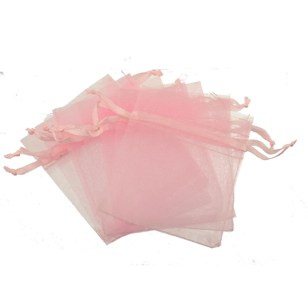 Jewelry Packaging Display Drawstring Pink Lucency Soft Organza Gifts Bags Beads Charms Fashion Findings DIY 7*9cm 30pcs | Украшения и