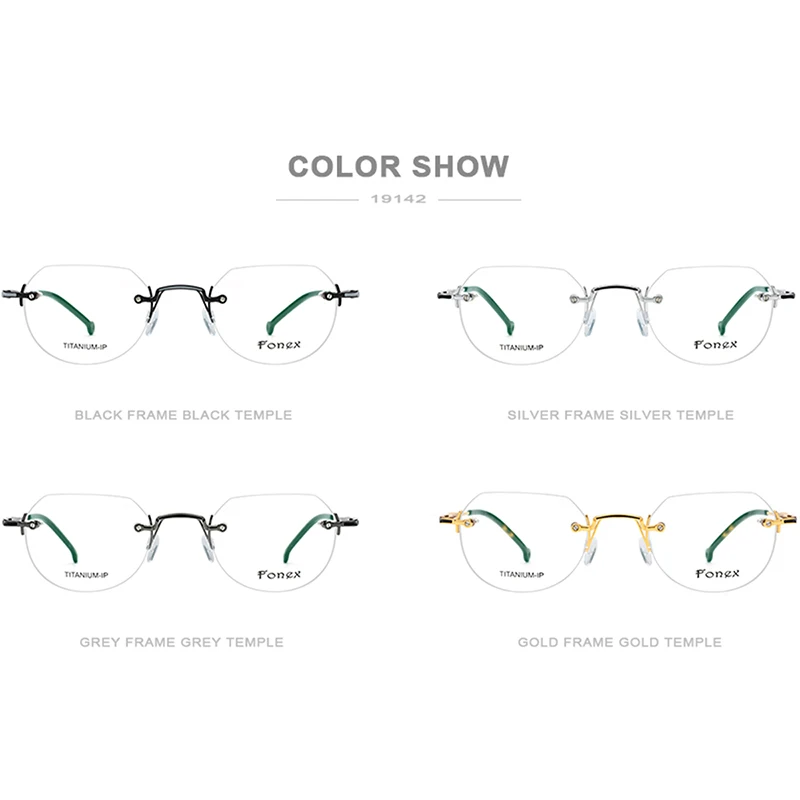 FONEX, очки без оправы из чистого титана, мужские, Ретро стиль, полигон, по рецепту, очки, оправа для женщин, близорукость, оптические оправы, очки 9142