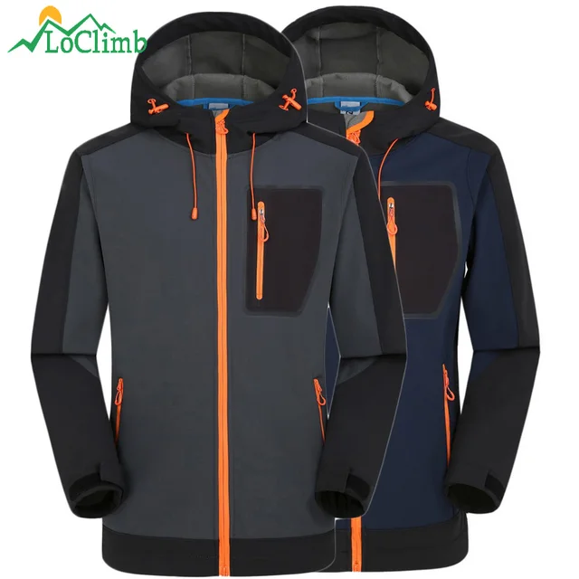 LoClimb Winter Waterproof Softshell Jacket Men Fishing Climbing