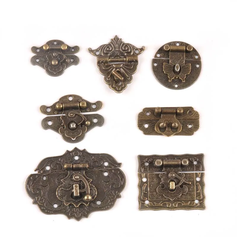 Vintage Antique Brass Wood Suitcase Box Clasp For Wooden Boxes Hook Furniture Buckle Clasp Lock Decorative Latch Hasp C2264 furniture hardware,toggle latches,jewelry box hasps,decorative latches