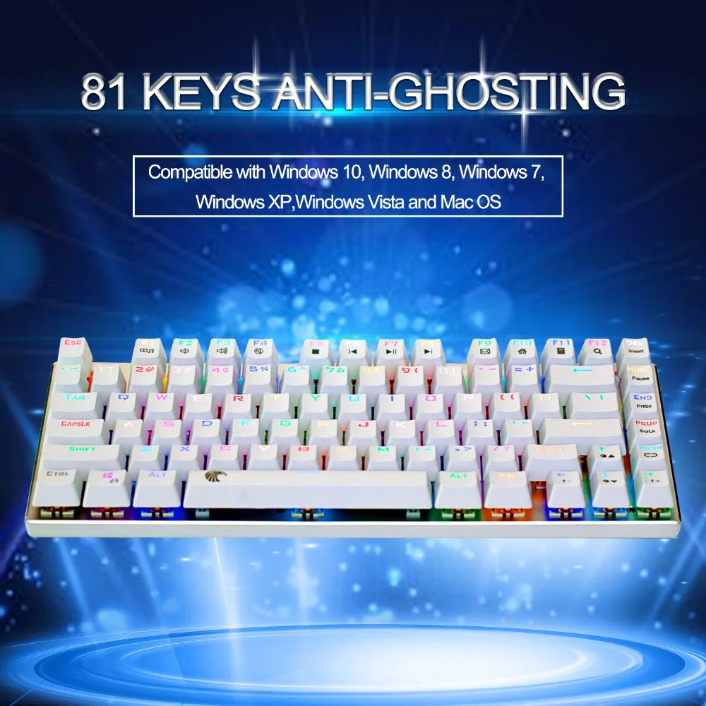 Z88 маленькая механическая клавиатура с БЕСКЛЮЧЕВОЙ RGB светодиодной подсветкой