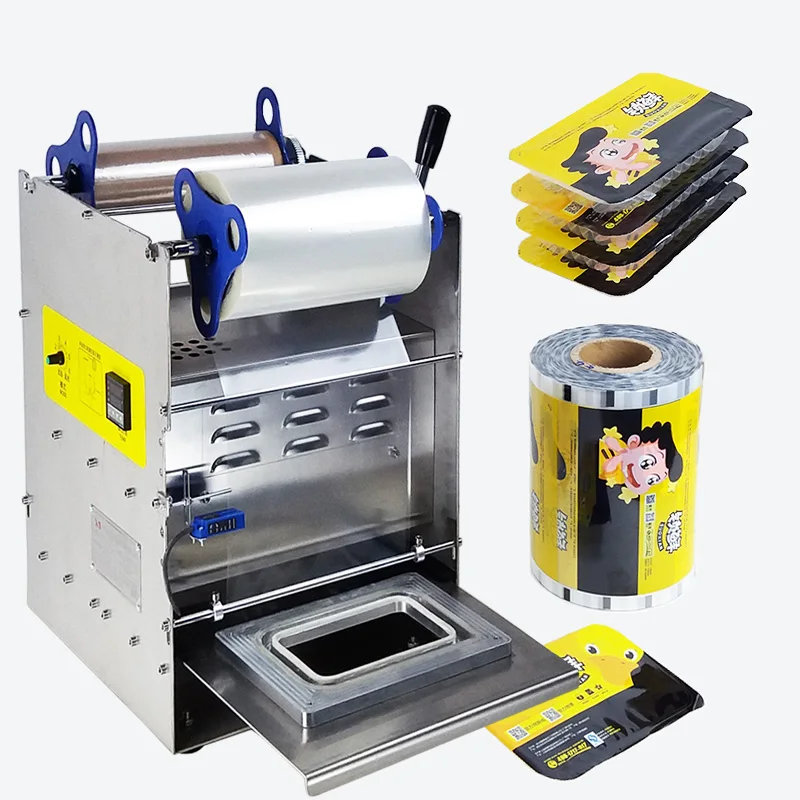 Sealing Film Machine For Fast Food Lunch Box Plastic Tray Printers