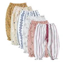 Летние повседневные штаны-фонарики для маленьких девочек; брюки с цветочным принтом для От 6 месяцев до 2 лет