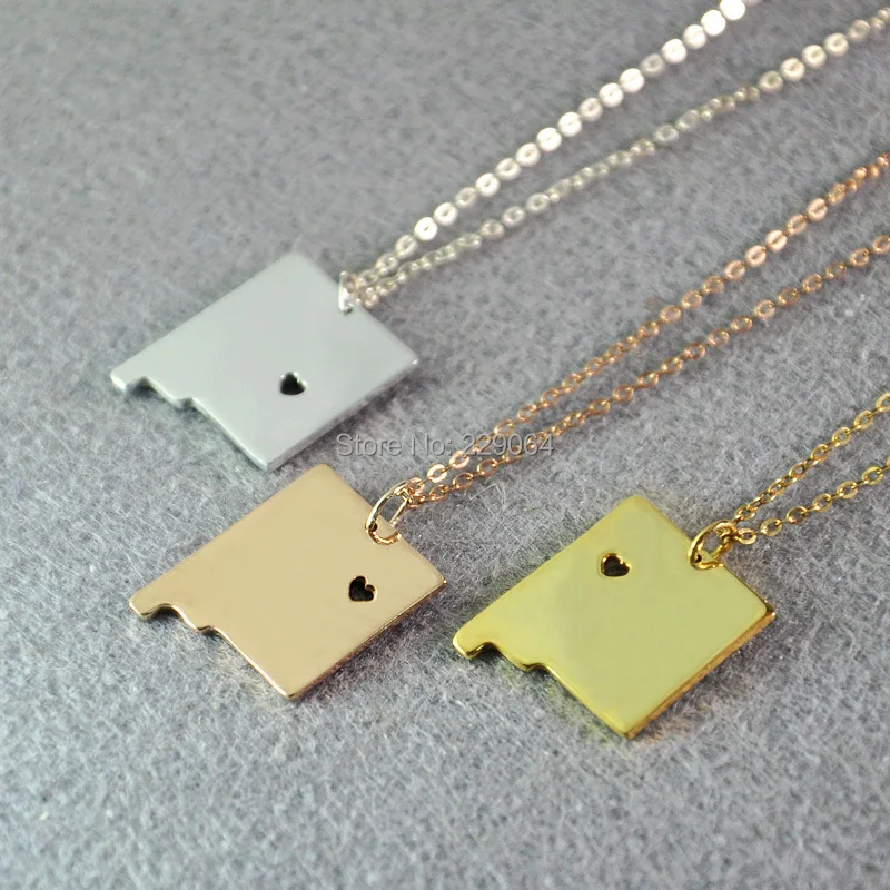Personalized map necklace,State charm, Customized New Mexico necklace
