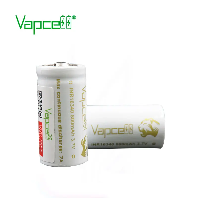 2 шт Vapcell 16340 800mah 7A Высокая мощность RCR123A CDR 3,7 v литий-ионная аккумуляторная батарея для фонарика vs keeppower