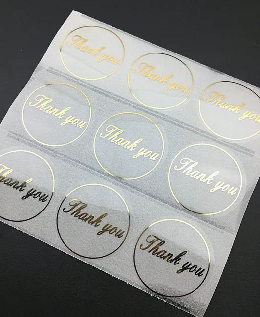 50pcs gold thank you ttransparent sticker labels sealing stickers