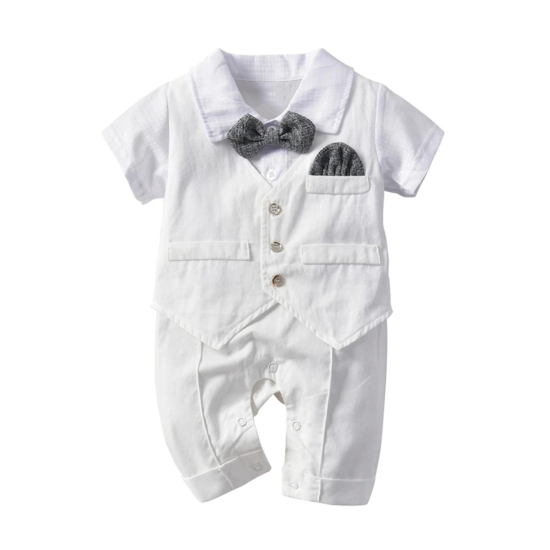 Летняя одежда для новорожденных мальчиков; комбинезон; короткий белый джентльмен; футболка с короткими рукавами и галстуком-бабочкой; комбинезон; боксеры+ жилет